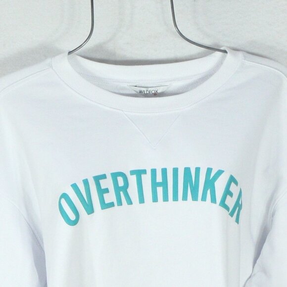 Wildfox crew neck sweatshirt M overthinker White Green Comfy Long Sleeve - Picture 3 of 8